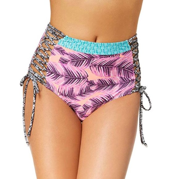 Hula Honey Other - NWT Hula Honey High Waisted Lace Up Bikini Bottom